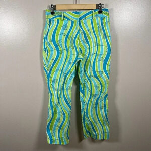 Vintage Lilly Pulitzer Crop Pants Size 4 Fish Waves Palm Beach Vacation Resort